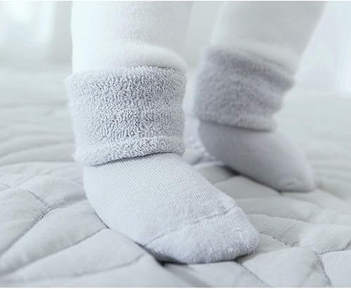 Miniatura 7 de VWU - Medias de altura media con antideslizante de algodón grueso y cálido unisex talla 0-6T paquete de 6 pares