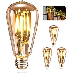 Bombillas Decorativas En Leroy Merlin ASANMU Bombilla LED E27, 3 Piezas Vintage Edison Bombilla Decorativas 4W 2200K Retro Edison Lámpara Luz Calida ST64 Bombilla Ambar Cálido Bombillas, Retro Bombillas Decorativas para Casa, Restaurante