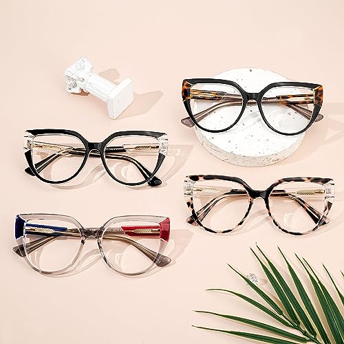 Image of Zeelool Stylish Oversized Cat Eye Blue Light Blocking Glasses for Women Joyce ZJGT550502-02 Grey /Red /Blue