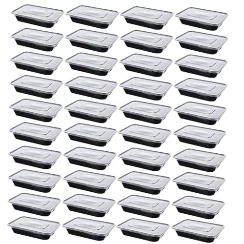 Beaupretty 50個 使い捨て長方形弁当箱 フードパック 蓋付き テイクアウト保存用 電子レンジ 冷凍対応 ピクニックや屋外食事に