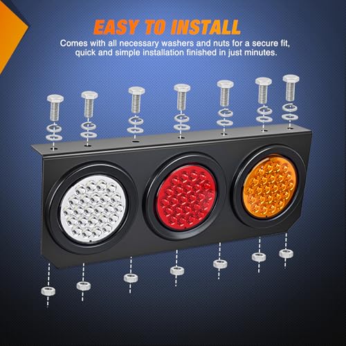 Image of Nilight Triple Tail Light 72LED 2PCS Stop Brake Turn Signals Reverse Back Up Running Lights with Iron Bracket Base IP67 Waterproof Fits Truck Trailer Camper Van RV Caravan