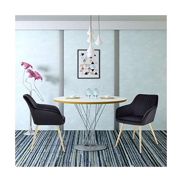 Lestarain Upholstered Dining Chairs, 1 Piece Armchair Kitchen Chair Velvet Seat Gold Metal Legs Reception Chairs with Backrest Soft Cushion - Image 3