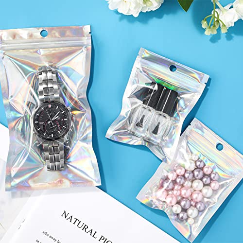 Egticlive 100 Pack Resealable Holographic Bags For Small Business, 4 X 6", Iridescent Mylar Bags With Clear Front Ziplock Foil Packing Pouch Bags For Multipurpose Storage  thumb #5