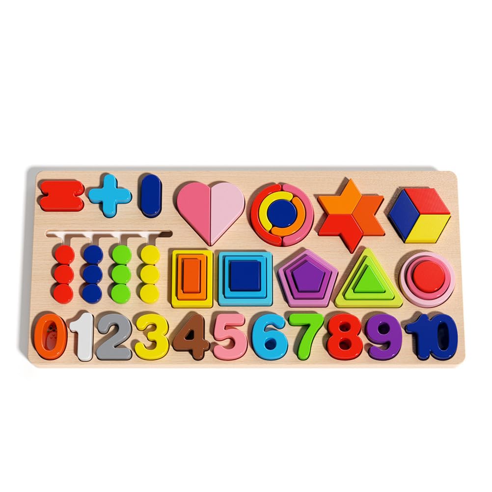 Holz-Zahlenform-Puzzlebrett, Mathematik-Lernspielzeug