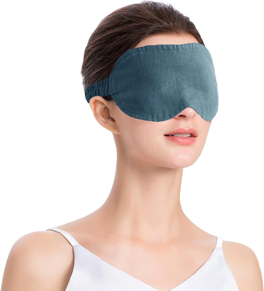 S VICTORY SYMBOL 100% Pure Linen Sleep Eye Mask Blindfold for Sleep Travel Soft Lightweight Eye Blinder Set of 3,Vintage Blue
