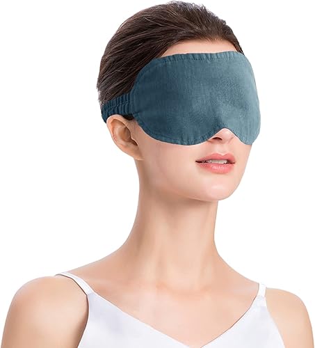 Miniatura 9 de S VICTORY SYMBOL 100% lino francés antifaz para dormir con los ojos vendados para dormir, viajes, blinder, juego de 3, color lateral AB, gris oscuro