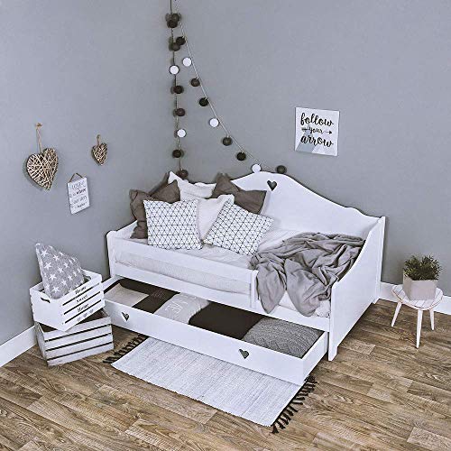 LULU Kinderbett SOPHIE Komplett - Bett mit Matratze 160x80 Lattenrost und Schublade | für Kinder ab 2 jahren | Mädchen Junge | Jugendbett Juniorbett Kinderzimmer Funktionsbett | Weiß - 2