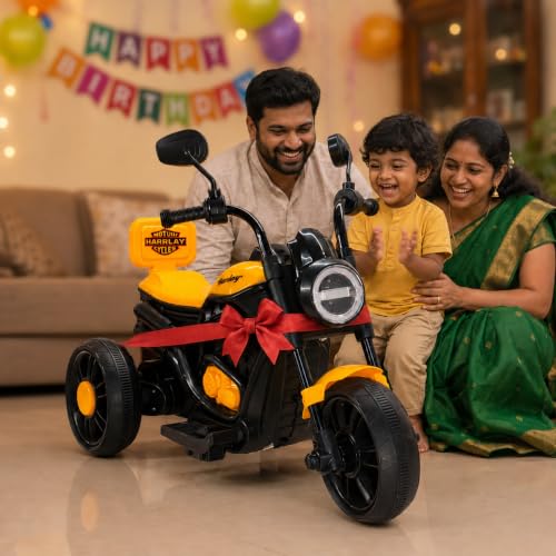 Image of Wishmaster Mini Harlay Electric Ride-On Bike for Kids | 6V Battery-Operated Motorcycle | Foot Accelerator | Suitable for Boys & Girls Aged 2-5 Years | Sturdy & Safe Toy Bike