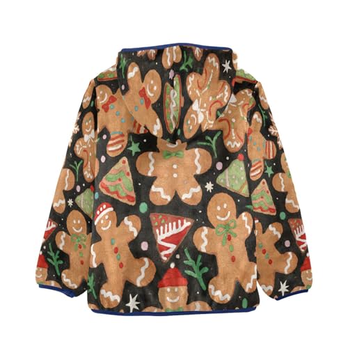 Christmas Gingerbread Men and Decorations Toddler Fleece Jacket Girl Boys Hooded Fleece Jacket2