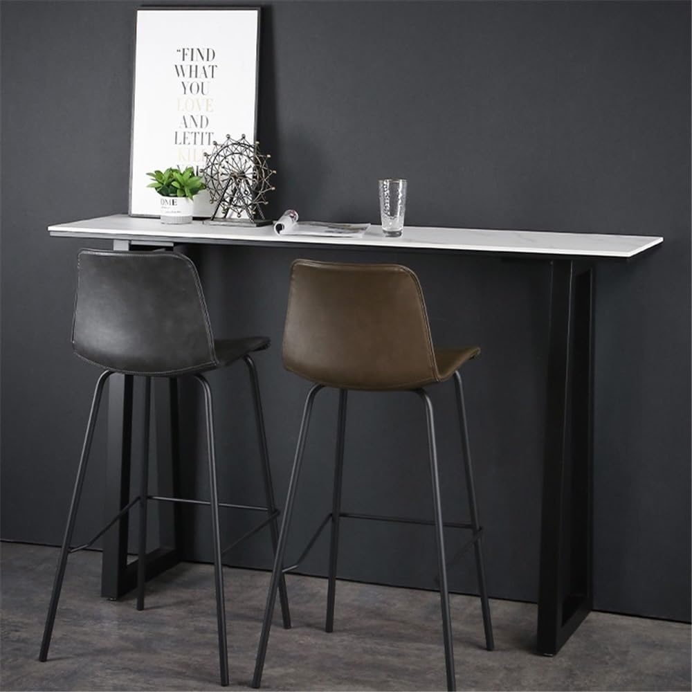 Table de Bar Table de Bar rectangulaire Simple et Longue 100 cm avec Cadre en métal, idéale for la Cuisine, Salle à Manger Le Salon(Grigio)