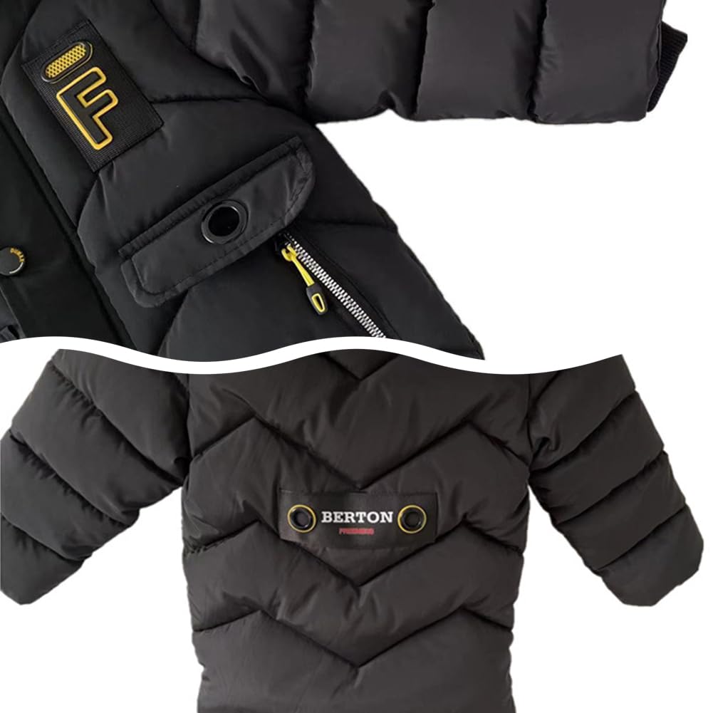 Manteau Enfant Garçon Epais Polaire Veste Chaud Coupe-vent Blouson Elégant Hiver Vêtement avec Capuche à Col de Fourrure