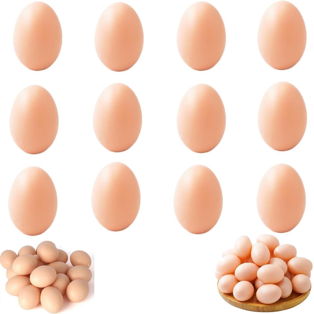 Maccyi 12 Plastic Eggs with Realistic Look – Fake Eggs for Crafts & Display