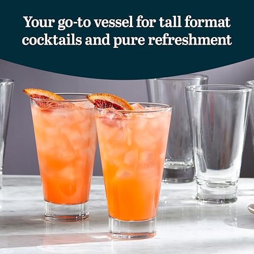 Image of Libbey Bar Essentials Tumbler Glasses Set of 6, 14 ounce, Iconic Heavy Base Drinking Glasses Set, Dishwasher Safe Glass Tumblers for Everyday Use