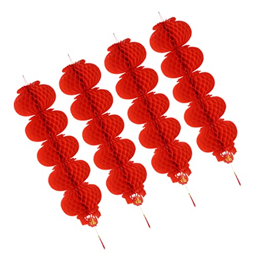OSALADI 8Pcs Nueva Guirnalda De Nido De Abeja Roja Papel De Personaje De Año Tradicional con Lunares Colgantes para Fiesta De Festival De Linternas Elegantes Una Decoración De Cinco Fu