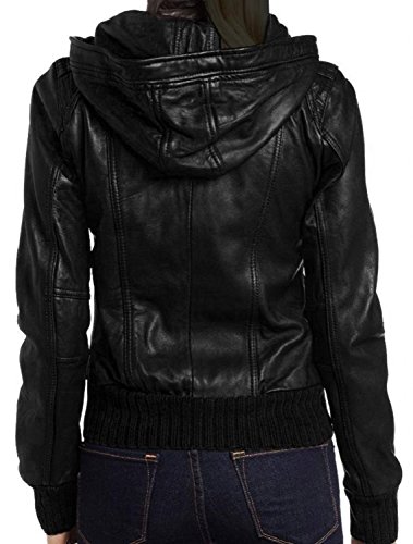Women's Lambskin Detachable Hooded Leather Bomber Jacket2