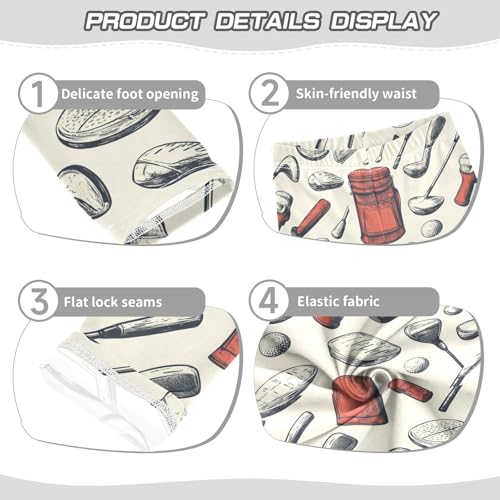 Retro Golf Equipment Girls Leggings Kids Yoga Pants Dance Active Tights 4T3