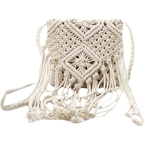 AiSi Millya Fringe Tassel Crossbody Shoulder Bag Straw Woven Handmade Boho Beach Travel Handbag for Women Cover