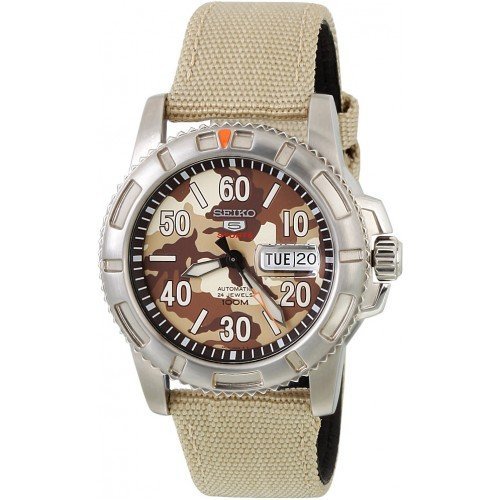Seiko ZCR[ 5 Sports #SRP221K2 Men's Military Fabric Band 100M 24 Jewels Camouflage Dial  I[g}`bN Watch jp Y rv isAj