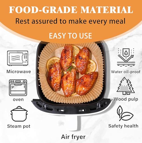 Image of TAGPR 100 PCS Air Fryer Paper Sheets Disposable Oil-Proof Parchment Liners Non-Stick Round Paper for Air Fryer, Baking, Frying, Cooking, Roasting & Microwave Use (Round 8inch | 100pcs)