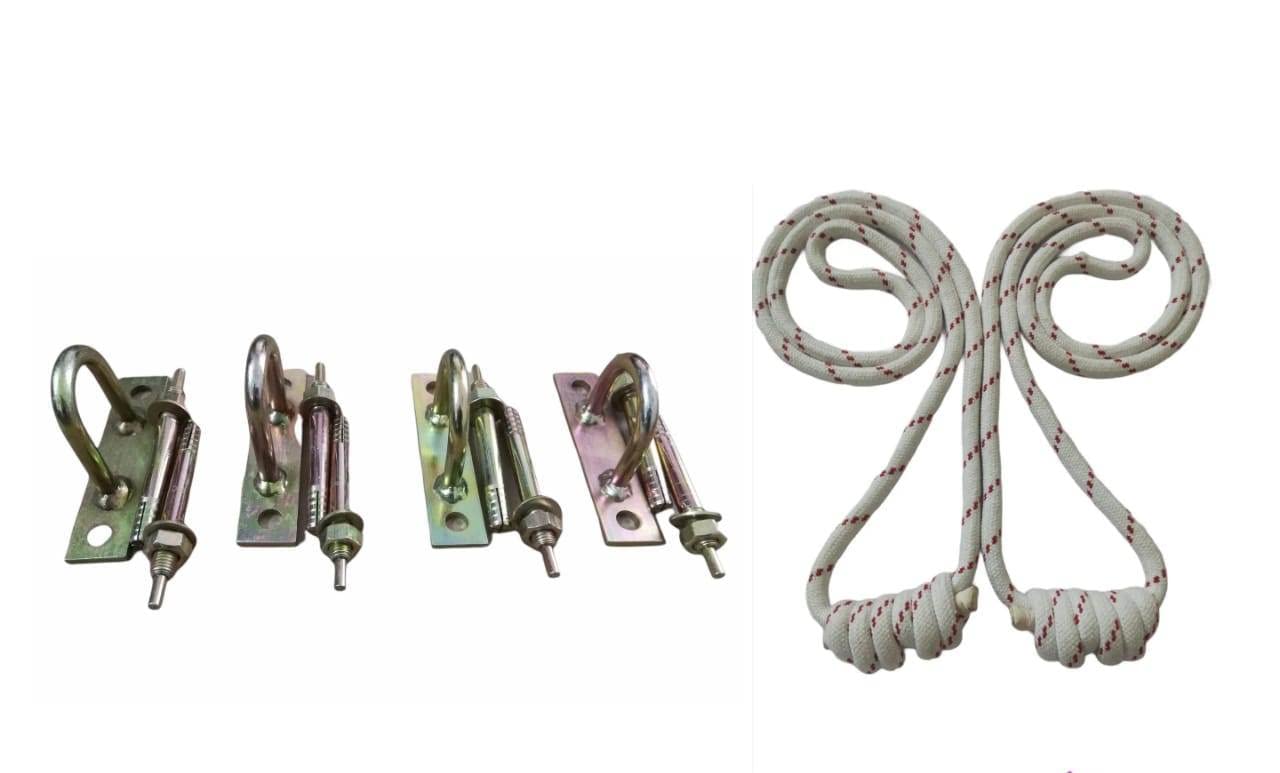 YOGA-NATION Iyengar Yoga Wall Ropes (Set of 4 ropes-2 long 2 small + hook set of 4, Pune Yoga Ropes, best yoga ropes, therapeutic yoga