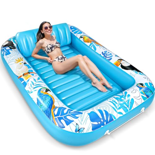 LUVTOY Bouee Piscine - Bleu Matelas Fauteuil Gonflable Piscine - Hamac Bouee Piscine Adulte - Matelas de Plage Gonflable - Tanning Pool Bronzage (180 * 120Cm)