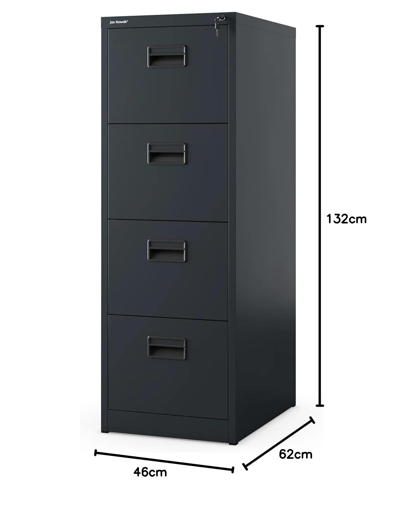 Jan Nowak Armoire pour Dossiers Suspendus Métallique avec 5 Tiroirs Revêtement en Poudre Tôle d'acier Anthracite