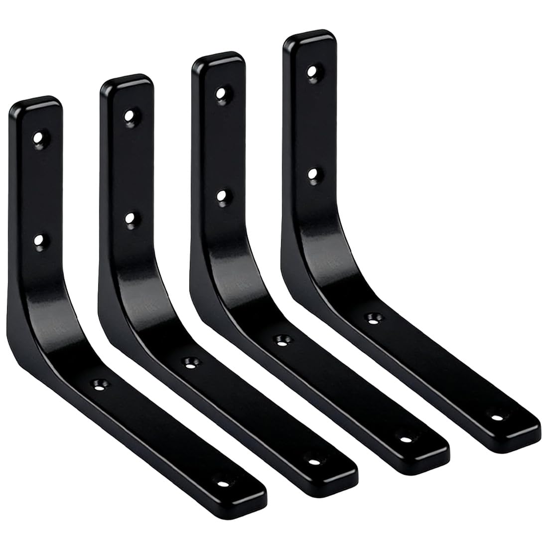 4 Pack Heavy Duty 8 Inch L Shelf Brackets with Screws - Wall Mounted Floating Shelf Support Brackets for Living Room, Garage, Kitchen (Black, 8 Inch- 4 Pack)