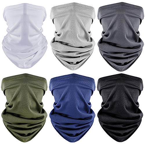 [6 Pack] Unisex Sun UV Protection Face Bandana Neck Gaiter, Reusable Washable Cloth Half Scarf Motorcycle Balaclava for Men Women-1