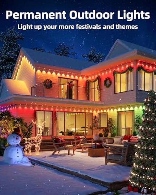 Permanent Outdoor Lights, 63.6ft with 36 RGBIC LED Light with App Control, Waterproof Permanent Christmas Lights for Outside Roofline Decor, Garden Decor, House,Party, Holiday Xmas Decoration