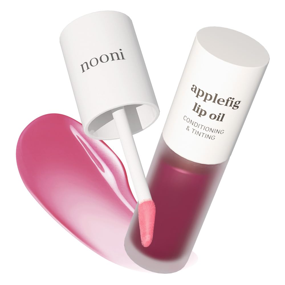 NOONI Korean Lip Oil - Applefig | Lip Stain, Gift, Long-Lasting, Moisturizing, Plumping, Revitalizing for Dry Lips, Waterproof, No Peel Off, Korean Lip Tint, Magenta Purple, 0.12 Fl Oz