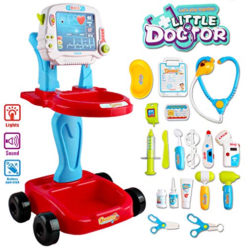 deAO Piccolo Dottore Playset Centro Medico a Ruote Giochi d'Imitazione Include Accessori