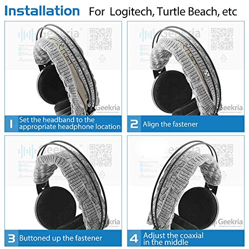 Geekria Large Knit Fabric Headband Pad Compatible con Logitech, Turtle Beach, Panasonic, AKG, Sennheiser, Sony Headphones, Instalación DIY Fácil (Gris) miniatura 5
