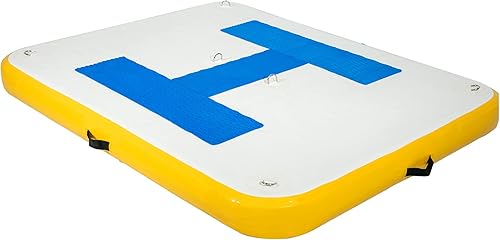 Miniatura 9 de Happybuy Base flotante inflable, plataforma de muelle inflable con bomba de aire eléctrica, plataforma flotante para piscina, playa, océano