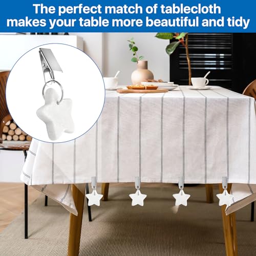 Akamino 10 Pcs Tablecloth Weights, Metal Clip Star Table Cover Weights Stone,Table Weights Hangers Tablecloth Pendant for Outdoor Picnic Dinner Party Decoration (White) - Thumbnail 7