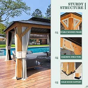   YOLENY-13-x-15-Wood-Gazebo-Spruce-Frame-Outdoor-Hardtop-Gazebo-with-Metal-Roof-Privacy-Curtains-and-Nettings-for-Patio-Garden-Backyard