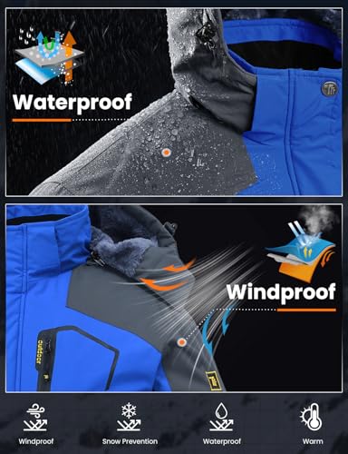 Image of Rdruko Men's Ski Snow Jacket Waterproof Insulated Fleece Outdoor Mountain Hooded Winter Coat