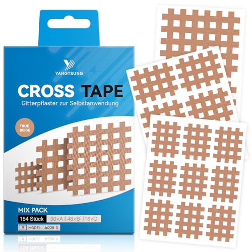 YANGTSUNG Cross Tape, 154 pieces, Waterproof Crosstape d'acupuncture, Strong Adhesive Acupuncture Tape Pansement à Grille, Acupuncture patches Trigger Pain...
