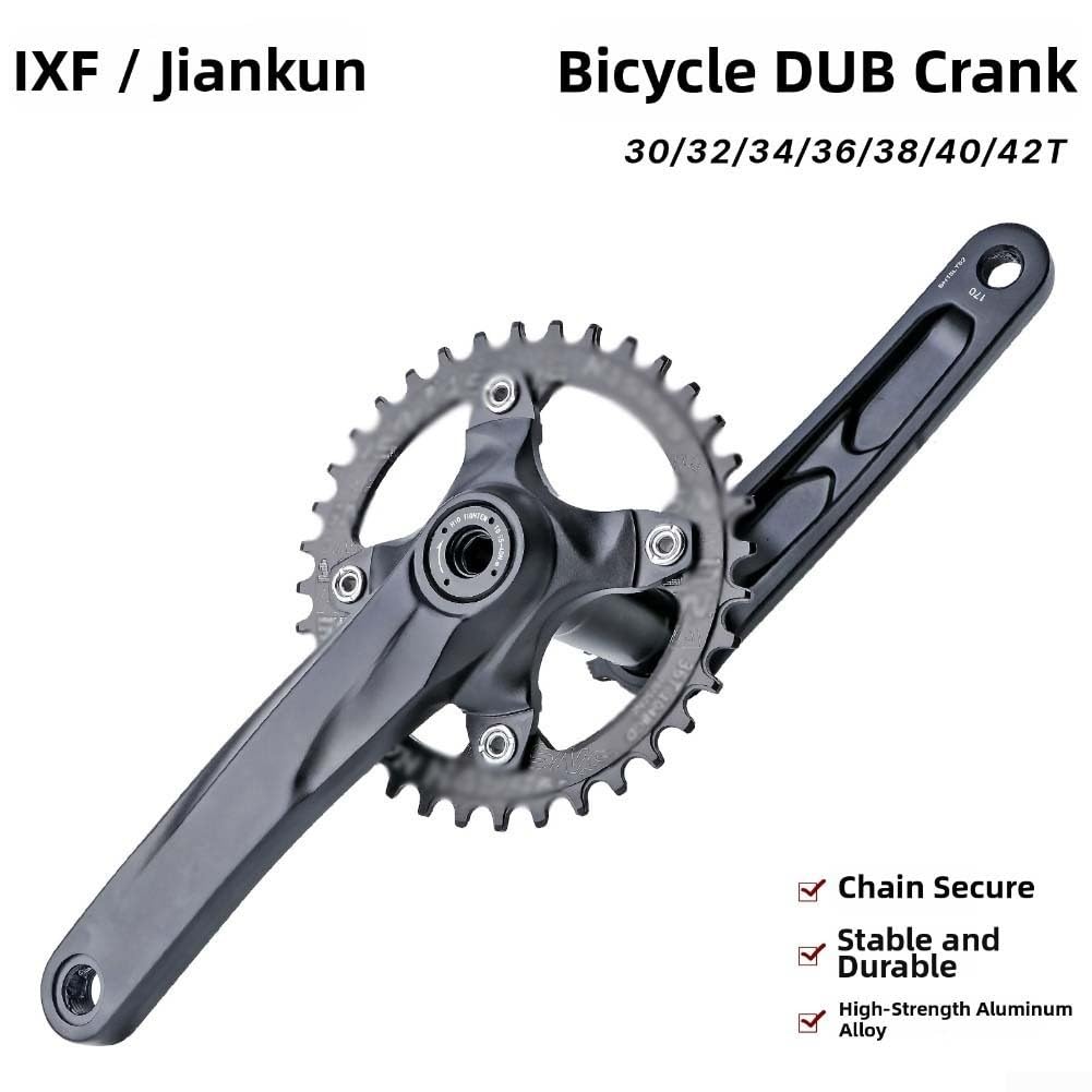 Honseadek Bielas huecas 104Bcd 32-36T, aleación 6061/7075, 170 mm de longitud, factor Q 160 mm, para bicicleta de carretera Mtb de 9 a 12 velocidades, plato único, negro (36T)