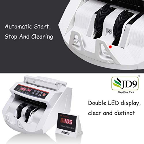 Image of JD9 Note Counting /Currency Counting Machine Note Counting Machine with UV /MG Counterfeit Notes Detection Function and External Display (Counting Speed - 1000 Notes /Min) (White)