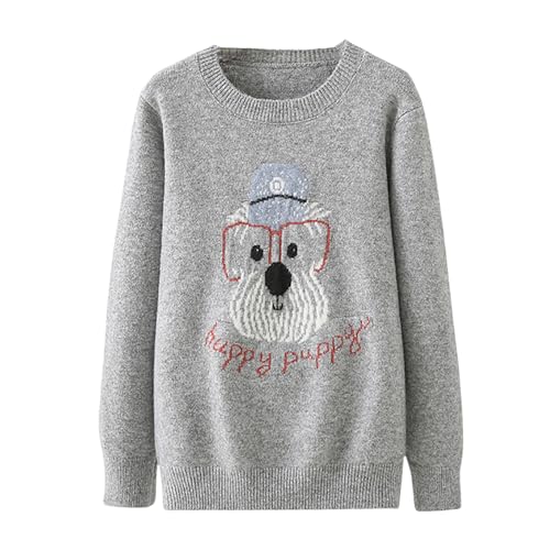 BAIMORE Teen Girls Japanese Preppy Harajuku Crew Neck Cartoon Puppy Long Sleeve Pullover Sweater