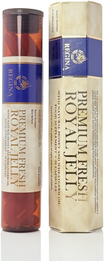 Regina Premium Fresh Royal Jelly: 30 Softgels. 200mg (6% 10-HDA) – High Strength, Organic, Australian Royal Jelly with Acacia Honey & Wheat Germ Oil – Energy, Immunity & Vitality Support – Made in UK