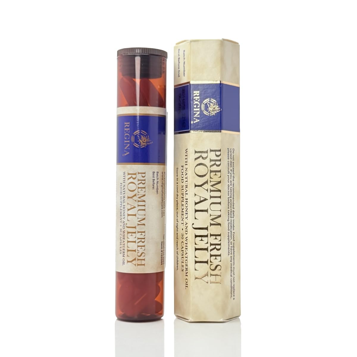 Regina Premium Fresh Royal Jelly: 30 Softgel Capsules with 200mg Organic Royal Jelly (Australian Source) & Acacia Honey, Minimum 6% 10-HDA. Supports Immunity, Energy, Cellular Health.