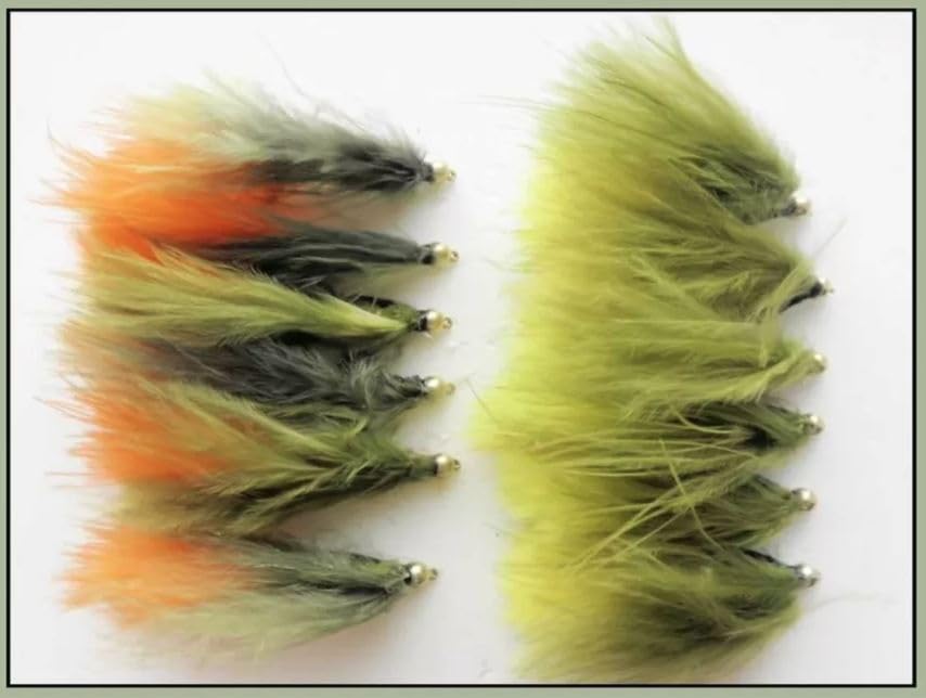 Goldhead Dawsons Olive, Orange & standard Trout Flies lures, size choice 12 per pack, Fishing Flies Barbless or Barbed (12)