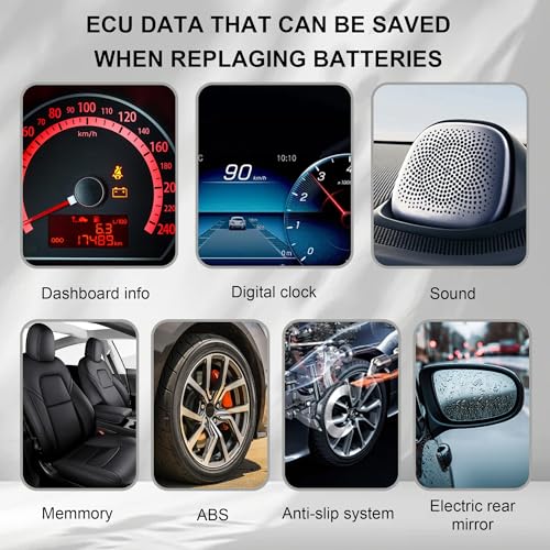 Image of OBD2 Emergency Power Supply Cable,16-Pin OBD II Connector for Car ECU Memory Saver During Battery Change,Memory Protector Cable with Battery Clamp Prevent Data Loss 18AWG (20 Inch)