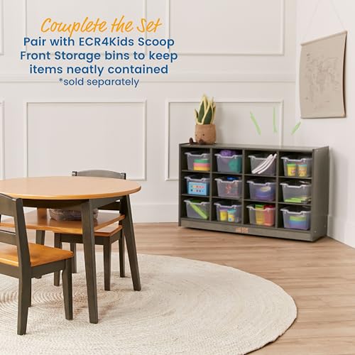 Image of ECR4Kids 12 Cubby Mobile Tray Storage Cabinet, 3x4, Classroom Furniture, Grey Wash