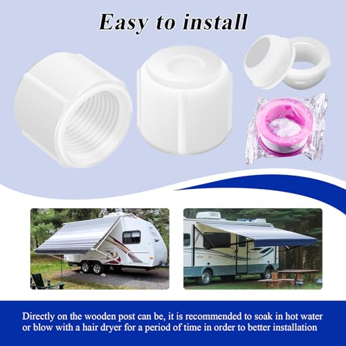 Image of 4 pcs White Plastic Low Point Drain Seals /Caps w /Sealing Ring & Teflon Tape | Fits RV, Camper, Travel Trailer 1 /2 Inch Hot & Cold Water Lines, Fit for Pex Pipe /Tubing Fittings, RV Accessories / Fittings