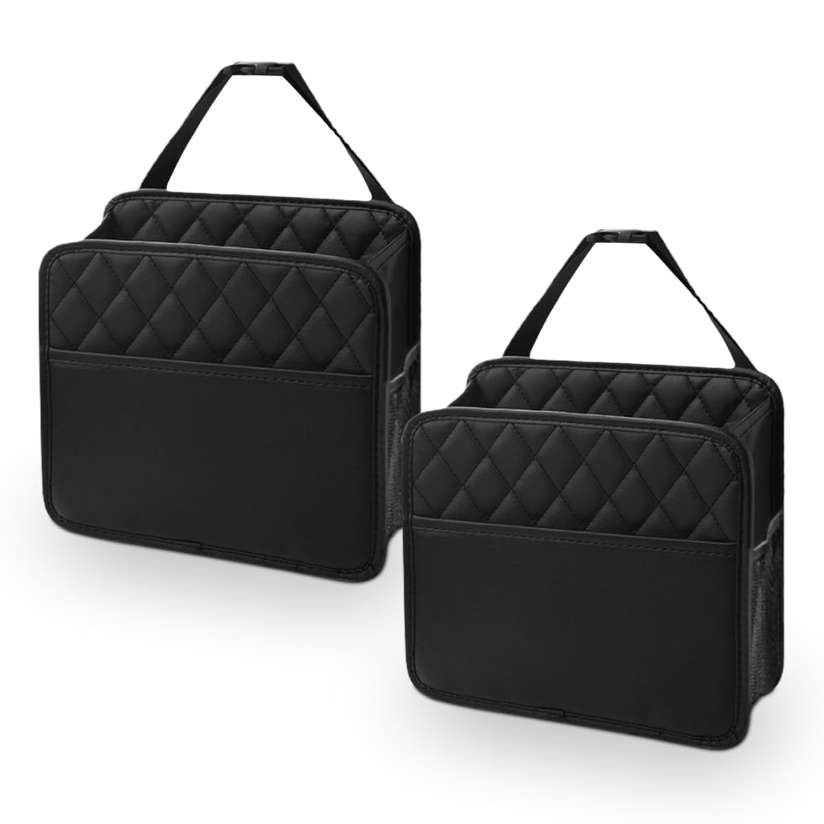 LAINLOY Organizador plegable para asiento trasero de coche, bolsa de almacenamiento para asiento trasero de coche de gran capacidad con portavasos, bolsa de basura impermeable de piel sintética,