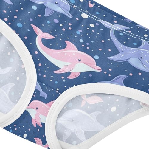 ZZKKO Cute Dolphin Pink Purple Girls Underwear Toddler Panties for Girls Comfort Brief Size 2T-8Y3