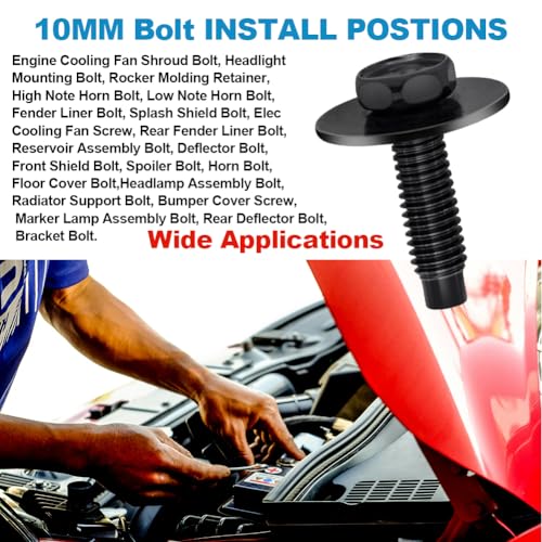 Image of 25pcs M6-1.0 Hex Head Body Bolts Bumper Fender Splash Shield Under Cover Hood,m6 Bolt,hex Bolts,10mm Bolt,20mm Washer