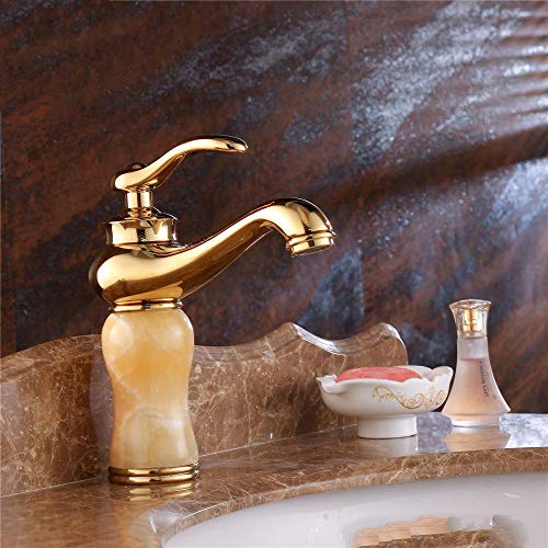 Grifo de cocina monomando de cobre y mármol dorado para agua caliente 3